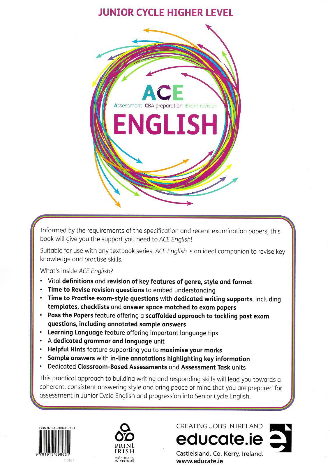 ACE (Assessment, CBA Preparation & Exam Revision) - English by Educate.ie on Schoolbooks.ie