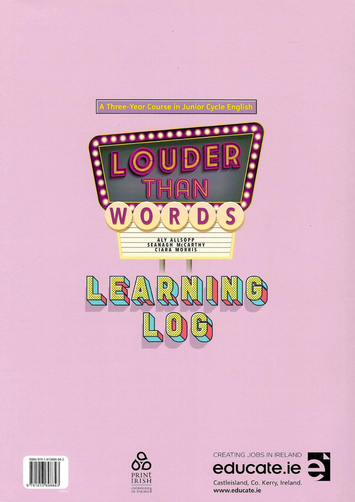 Louder Than Words - Junior Cycle English - Log Book only by Educate.ie on Schoolbooks.ie