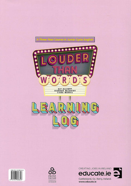 Louder Than Words - Junior Cycle English - Log Book only by Educate.ie on Schoolbooks.ie