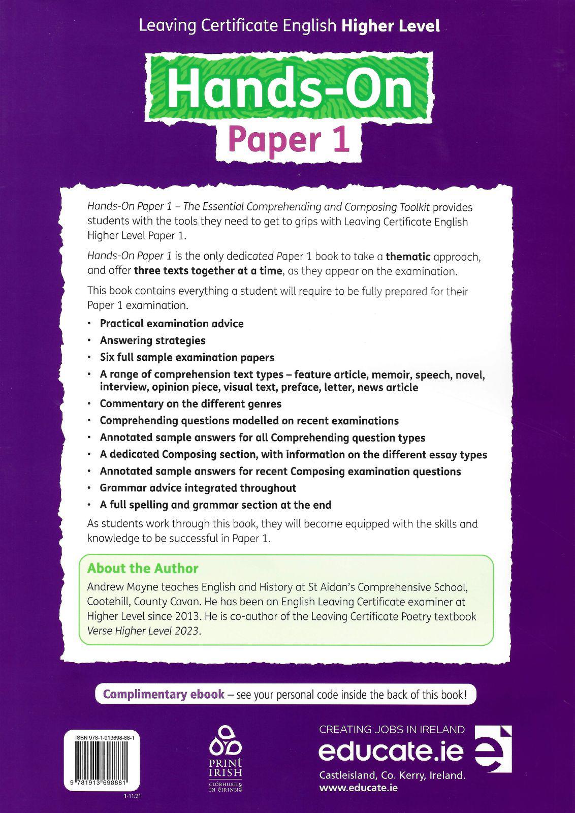 Hands-on - Leaving Certificate - Higher Lever - Paper 1 by Educate.ie on Schoolbooks.ie