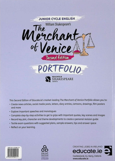 The Merchant of Venice - Portfolio Book Only - 2nd / New Edition (2023) by Educate.ie on Schoolbooks.ie