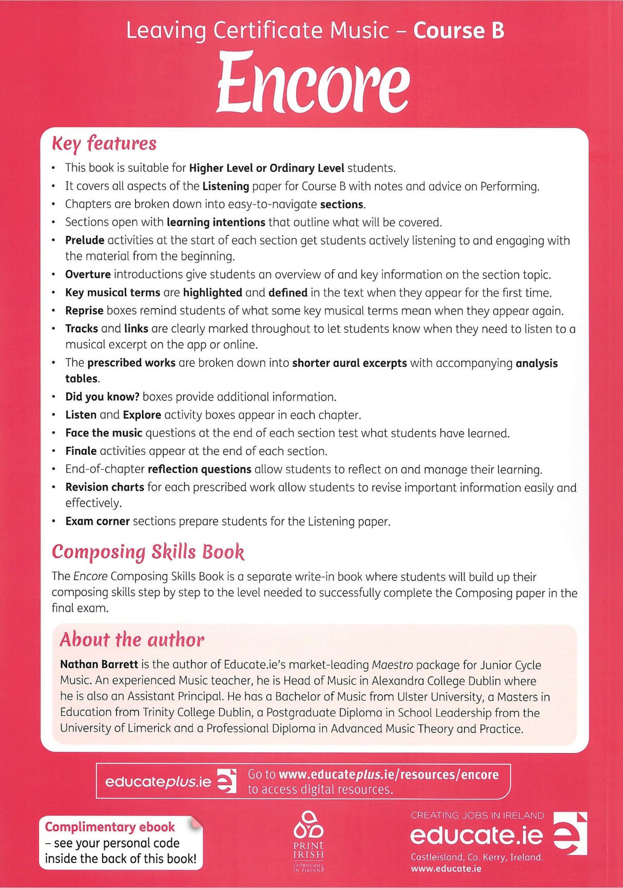 Encore - Course B - Textbook & Composition Portfolio - Set by Educate.ie on Schoolbooks.ie