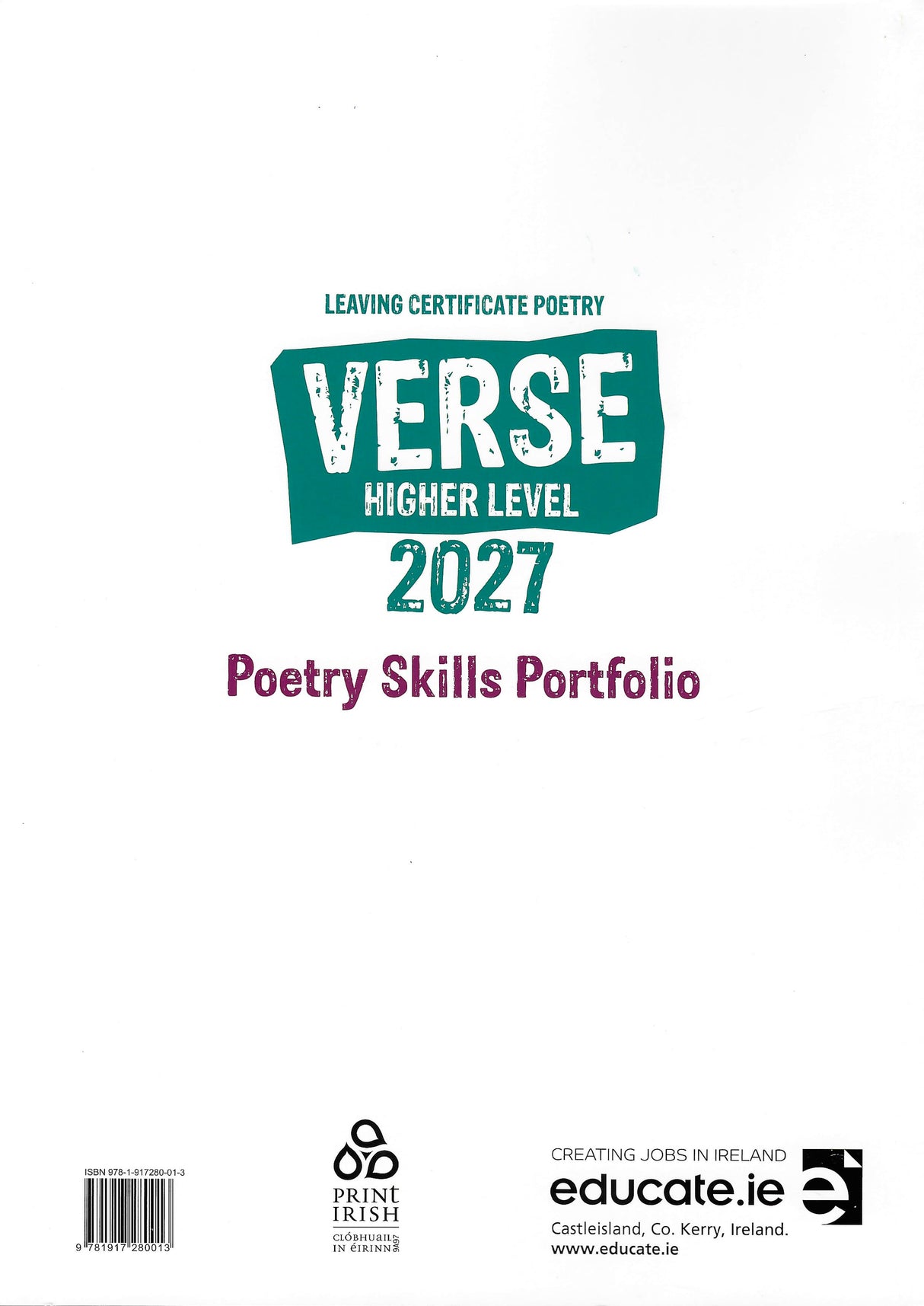 Verse 2027 - Leaving Cert Poetry - Higher Level - Textbook & Poetry Skills Portfolio Book - Set by Educate.ie on Schoolbooks.ie