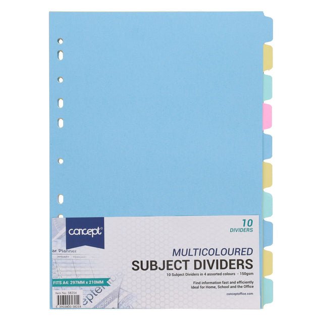 ■ Concept - Subject Dividers - 10 Part - 150gsm by Concept on Schoolbooks.ie