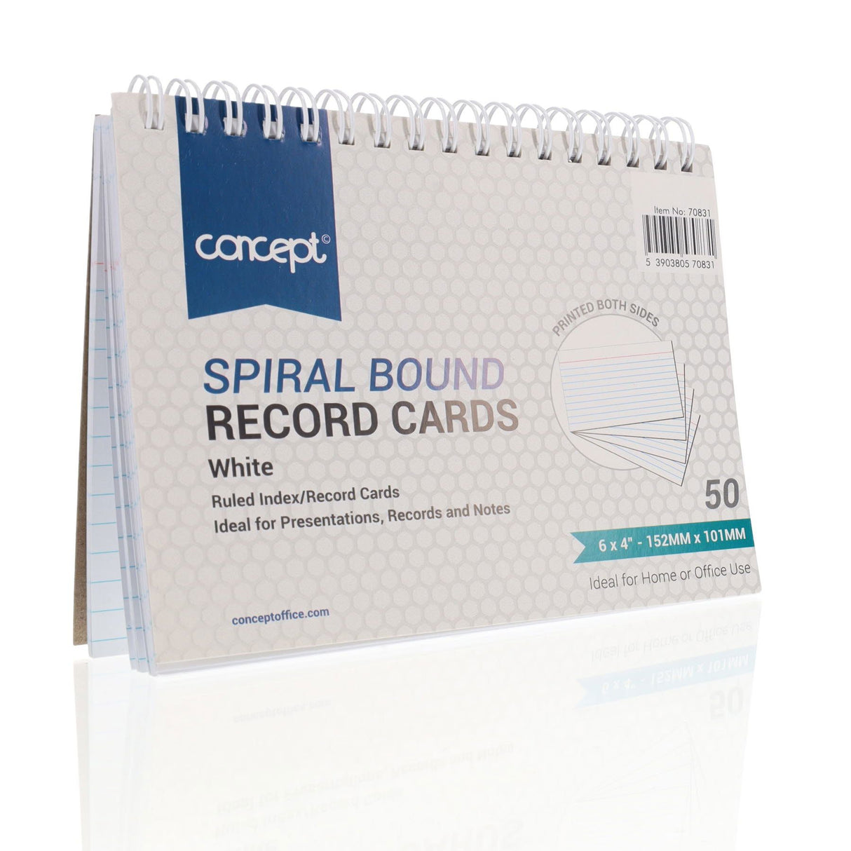 Premier Office Packet of 50 6" x 4" Spiral Ruled Index Cards - White by Premier Office on Schoolbooks.ie