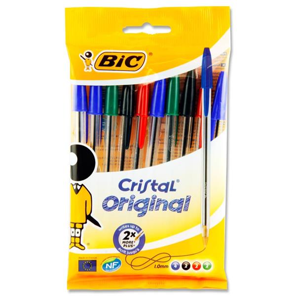 ■ BIC - Cristal Original Ballpoint Pens - Assorted Colours - Pack of 10 by BIC on Schoolbooks.ie