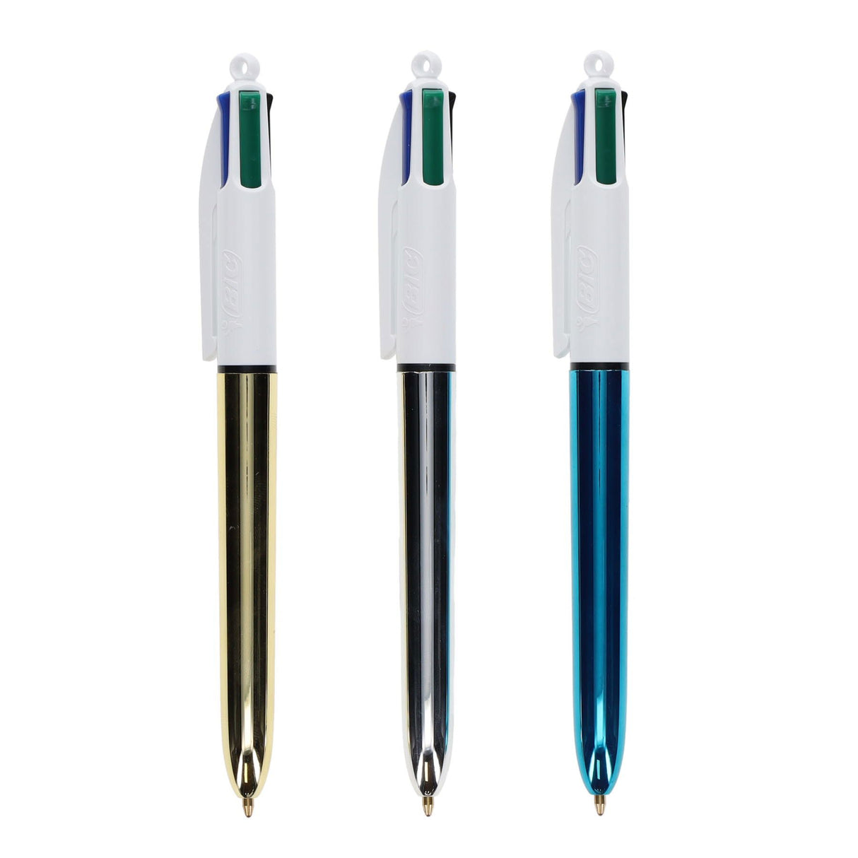 BIC - 4 Colour Ballpoint Pens - Shine - Pack of 3 Assorted Colours by BIC on Schoolbooks.ie