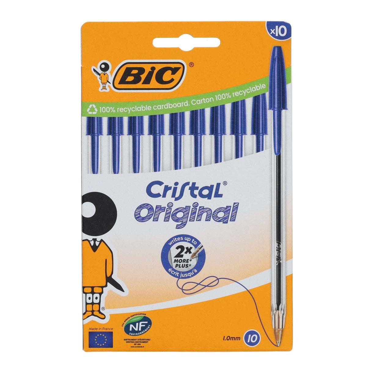 BIC - Cristal Original Ballpoint Pens - Blue - Pack of 10 by BIC on Schoolbooks.ie