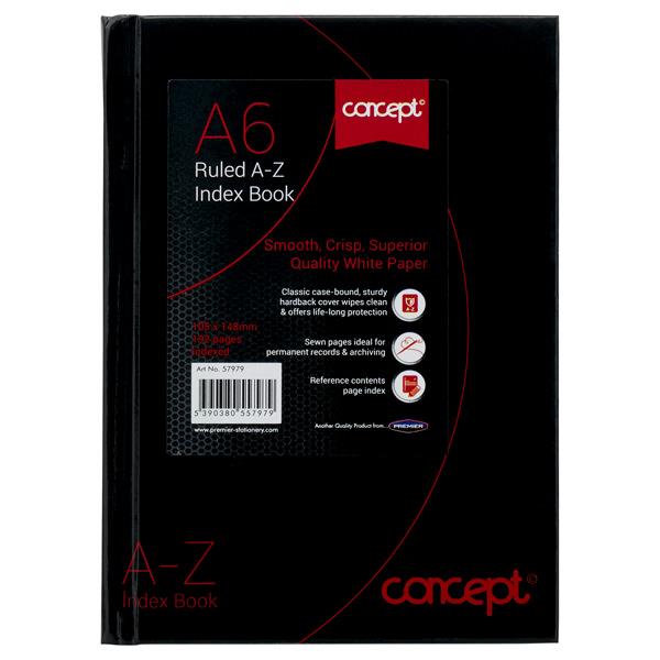 Concept - A6 192 Page Hardcover Index Book by Concept on Schoolbooks.ie