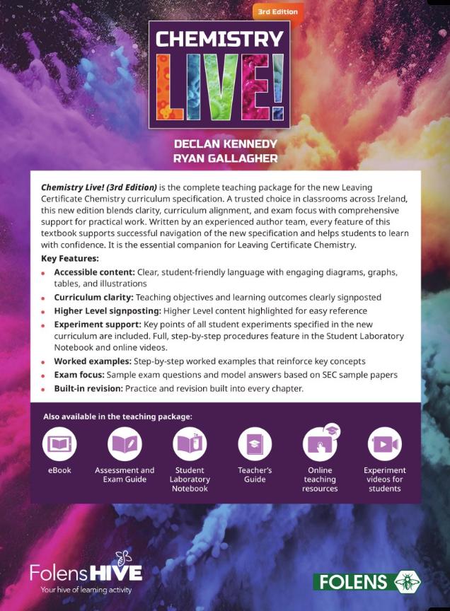 Chemistry Live! - Textbook & Assessment and Exam Guide - Set - 3rd / New Edition (2025) by Folens on Schoolbooks.ie