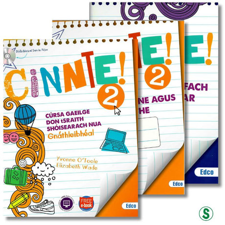 Cinnte 2 - Textbook & Leabhar Punainne - Set - Junior Cycle Irish - Ordinary Level by Edco on Schoolbooks.ie