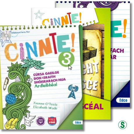 Cinnte 3 - Textbook & Leabhar Punainne - Set - Junior Cycle Irish - Higher Level by Edco on Schoolbooks.ie
