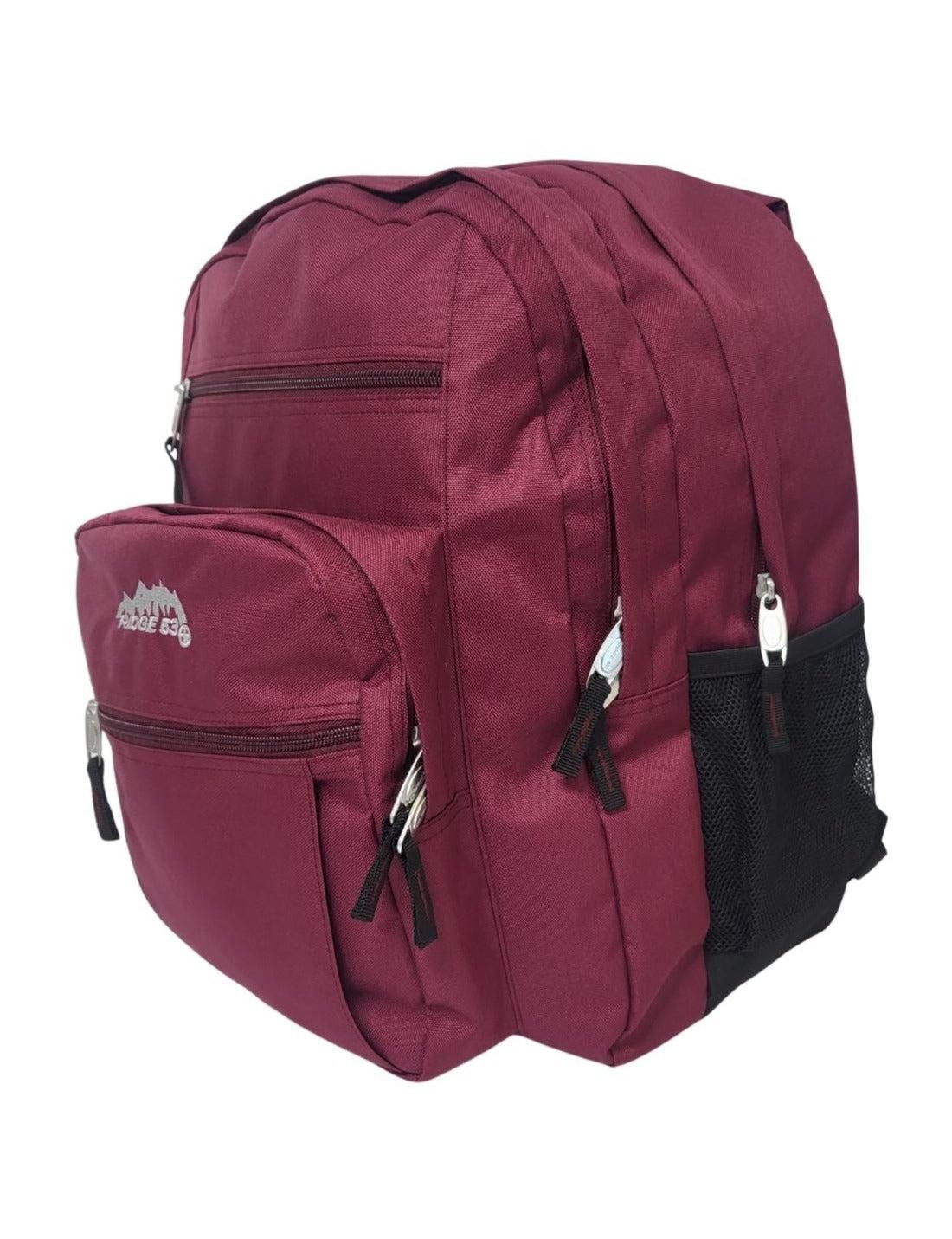 Ridge 53 - College Backpack - Maroon by Ridge 53 on Schoolbooks.ie