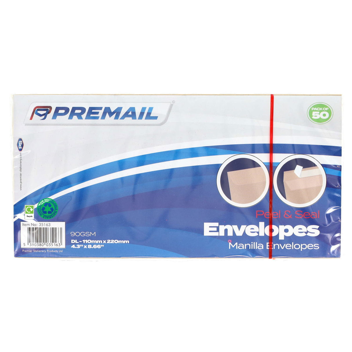 Premail - Peel & Seal Envelopes - DL - Manilla - Pack of 50 by Premail on Schoolbooks.ie