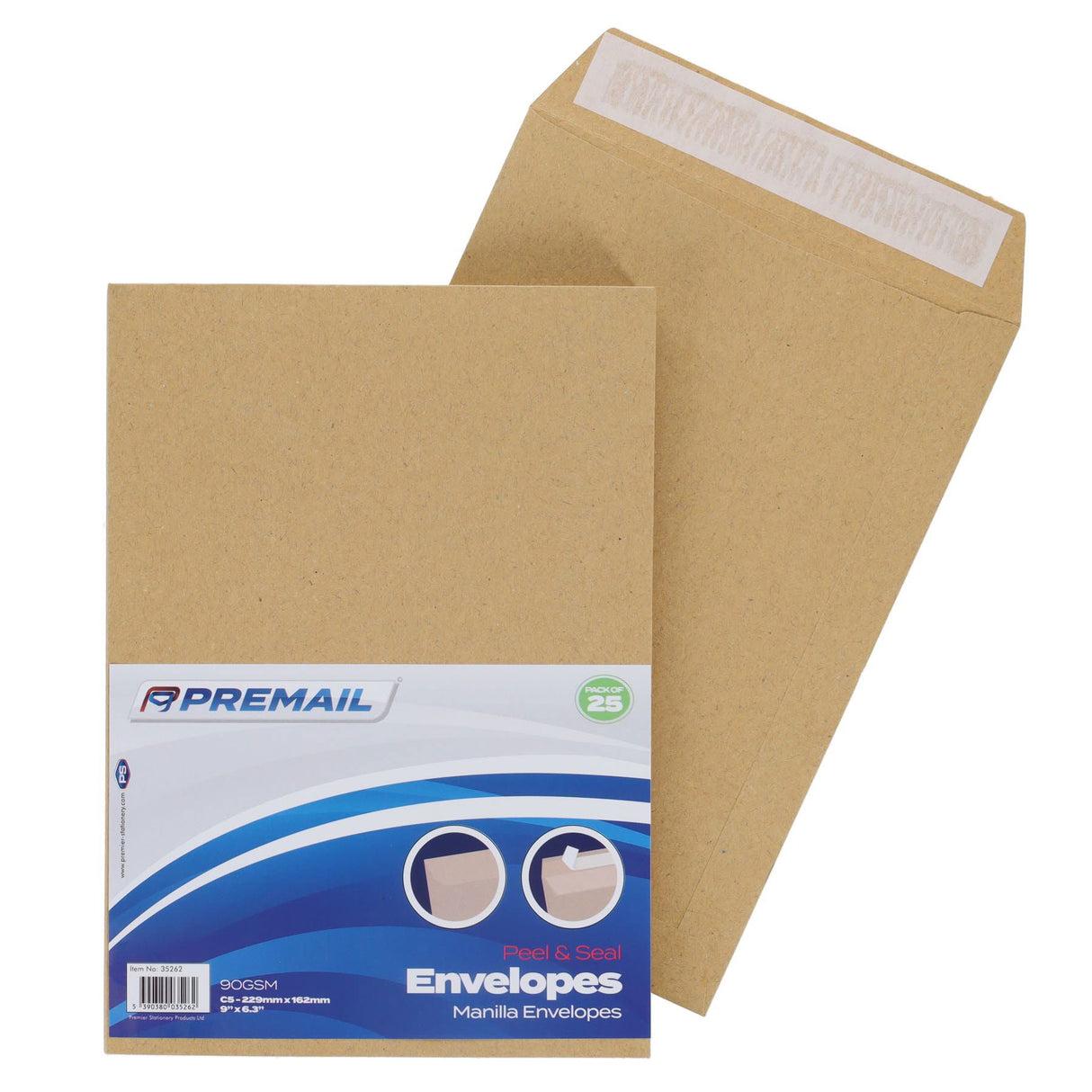 Premail - Peel & Seal Envelopes - C5 - Manilla - Pack of 25 by Premail on Schoolbooks.ie