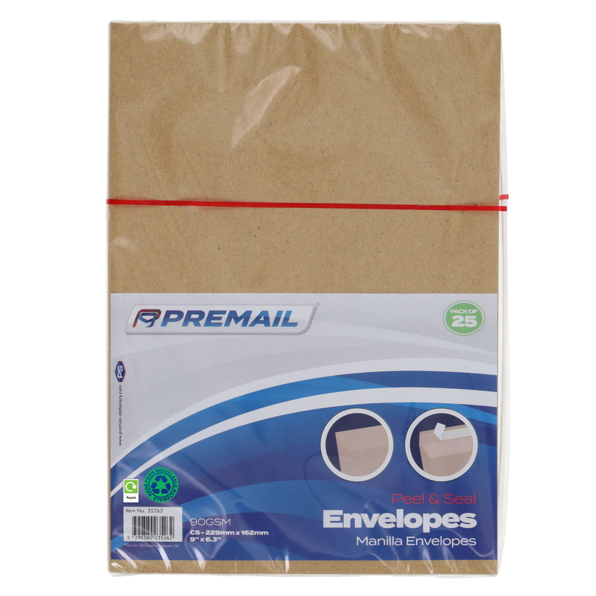 Premail - Peel & Seal Envelopes - C5 - Manilla - Pack of 25 by Premail on Schoolbooks.ie