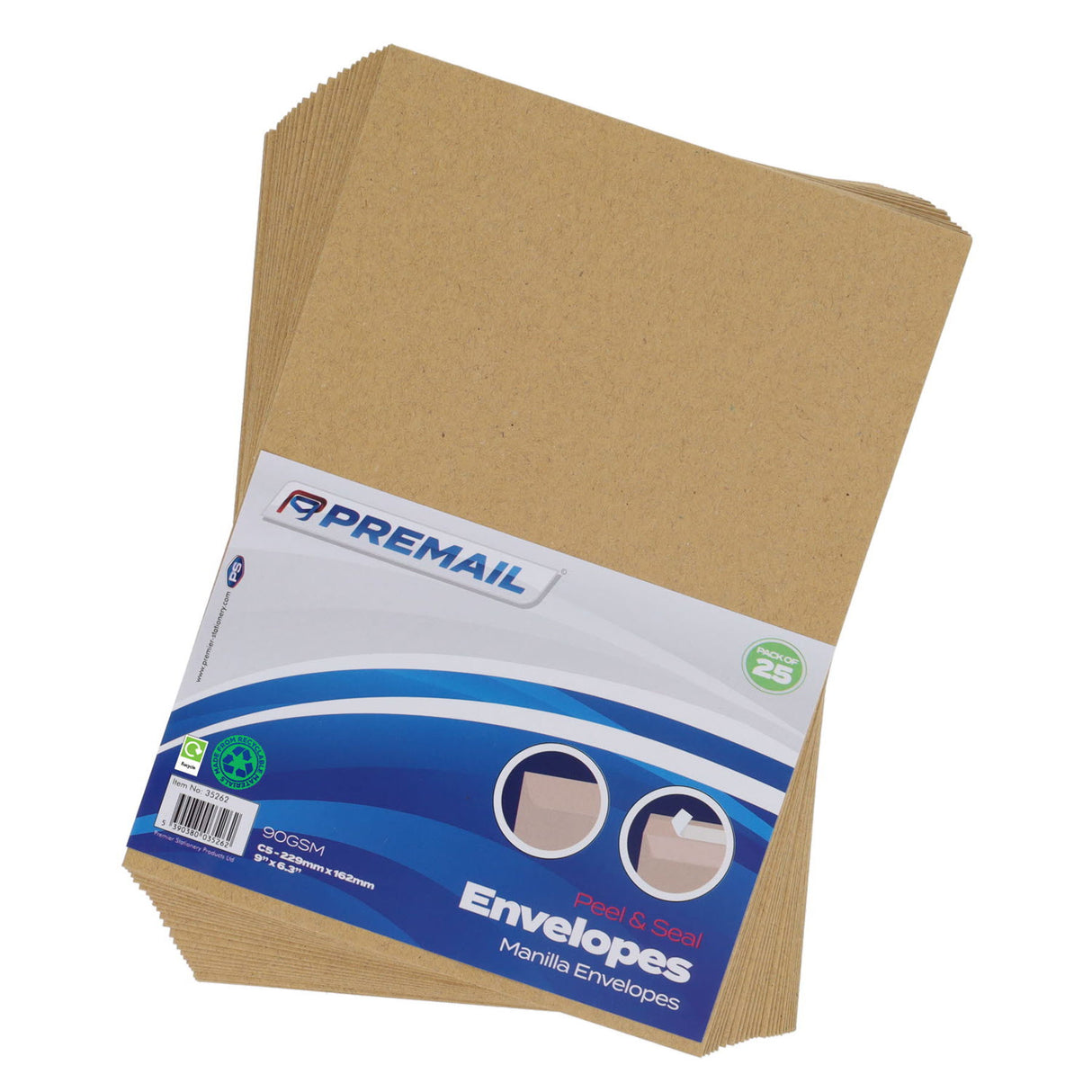 Premail - Peel & Seal Envelopes - C5 - Manilla - Pack of 25 by Premail on Schoolbooks.ie