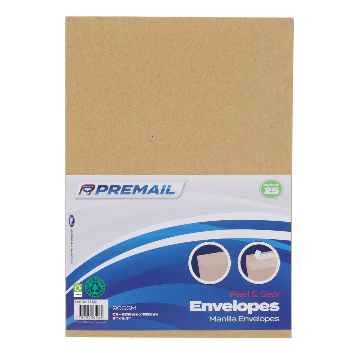 Premail - Peel & Seal Envelopes - C5 - Manilla - Pack of 25 by Premail on Schoolbooks.ie