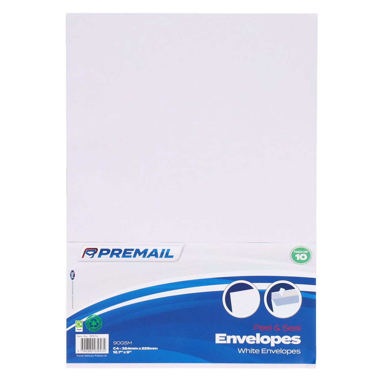 Premail - Peel & Seal Envelopes - C4 - White - Pack of 10 by Premail on Schoolbooks.ie