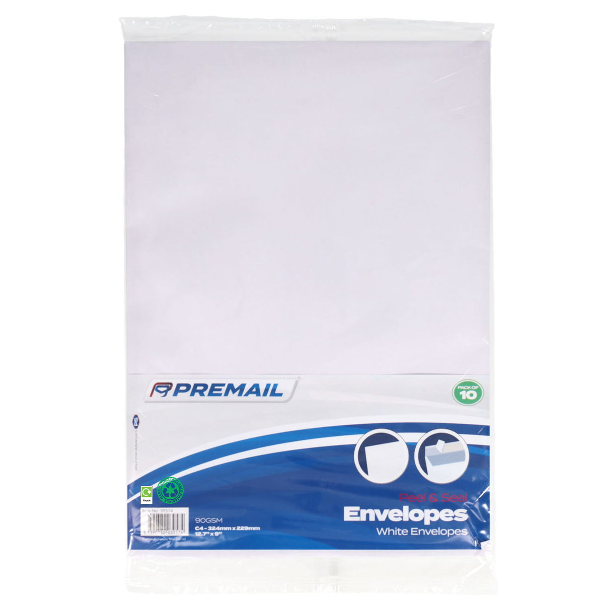 Premail - Peel & Seal Envelopes - C4 - White - Pack of 10 by Premail on Schoolbooks.ie