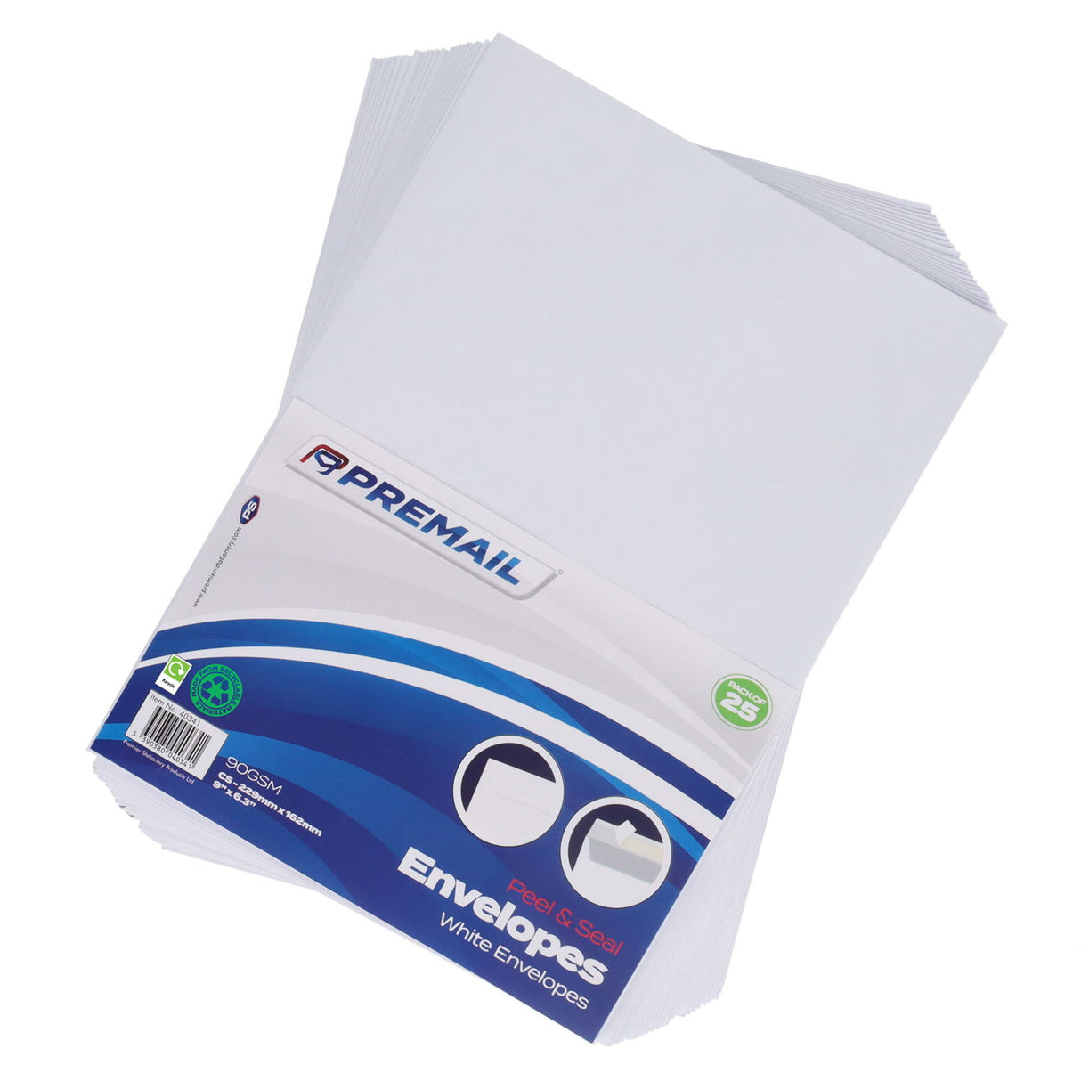 Premail - Peel & Seal Envelopes - C5 - White - Pack of 25 by Premail on Schoolbooks.ie