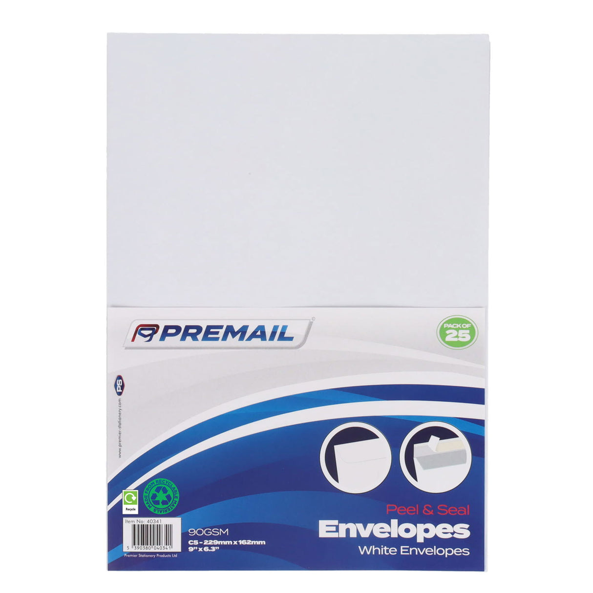 Premail - Peel & Seal Envelopes - C5 - White - Pack of 25 by Premail on Schoolbooks.ie