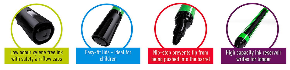 Show-me - Drywipe Markers - Medium Tip - Slim Barrel - Black - Box of 10 by Show-me on Schoolbooks.ie