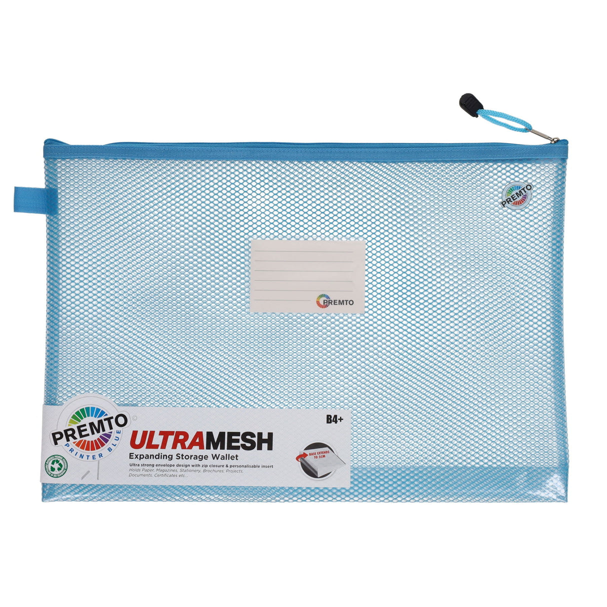 Premto - B4+ Ultramesh Expanding Wallet - Printer Blue by Premto on Schoolbooks.ie
