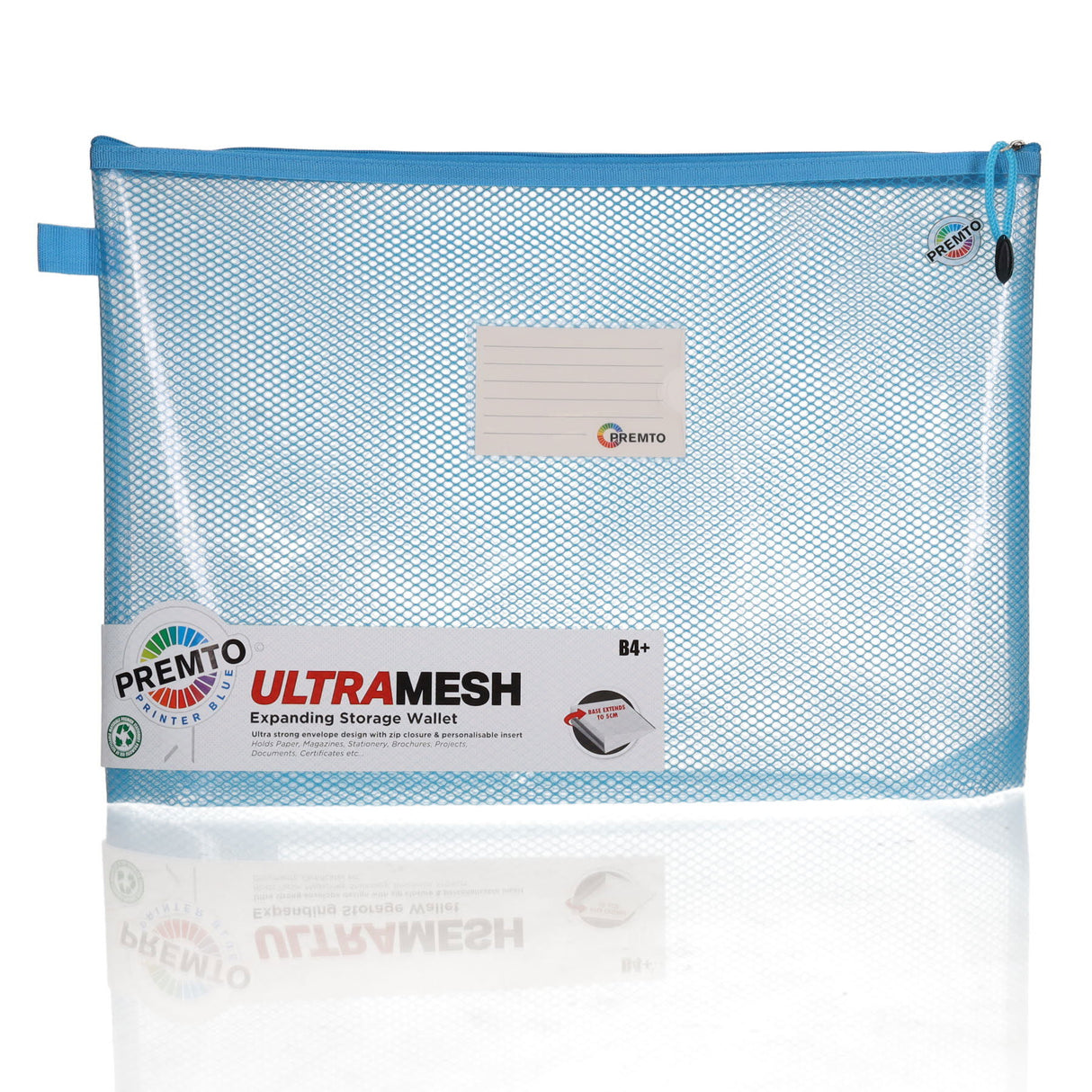 Premto - B4+ Ultramesh Expanding Wallet - Printer Blue by Premto on Schoolbooks.ie