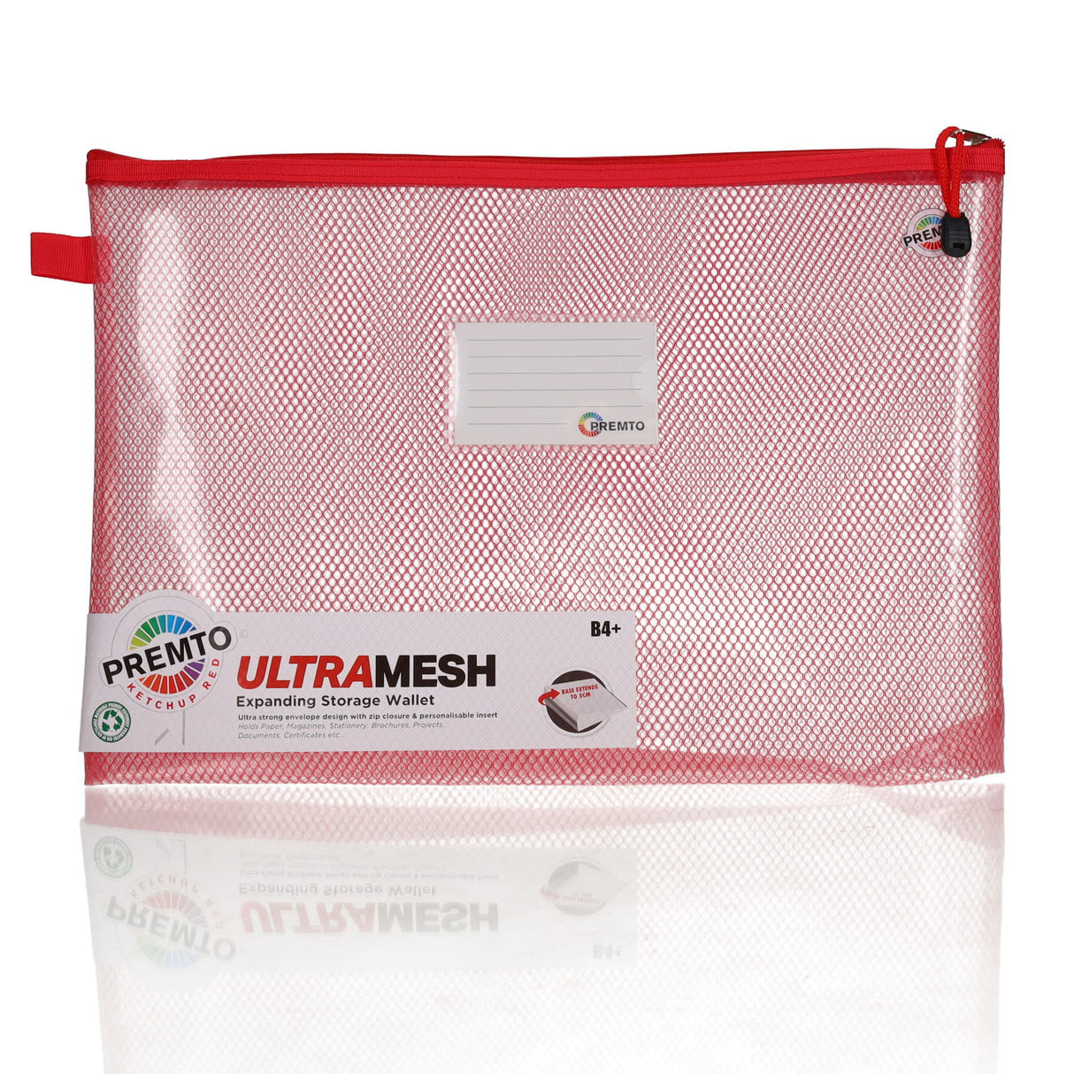 ■ Premto - B4+ Ultramesh Expanding Wallet - Ketchup Red by Premto on Schoolbooks.ie