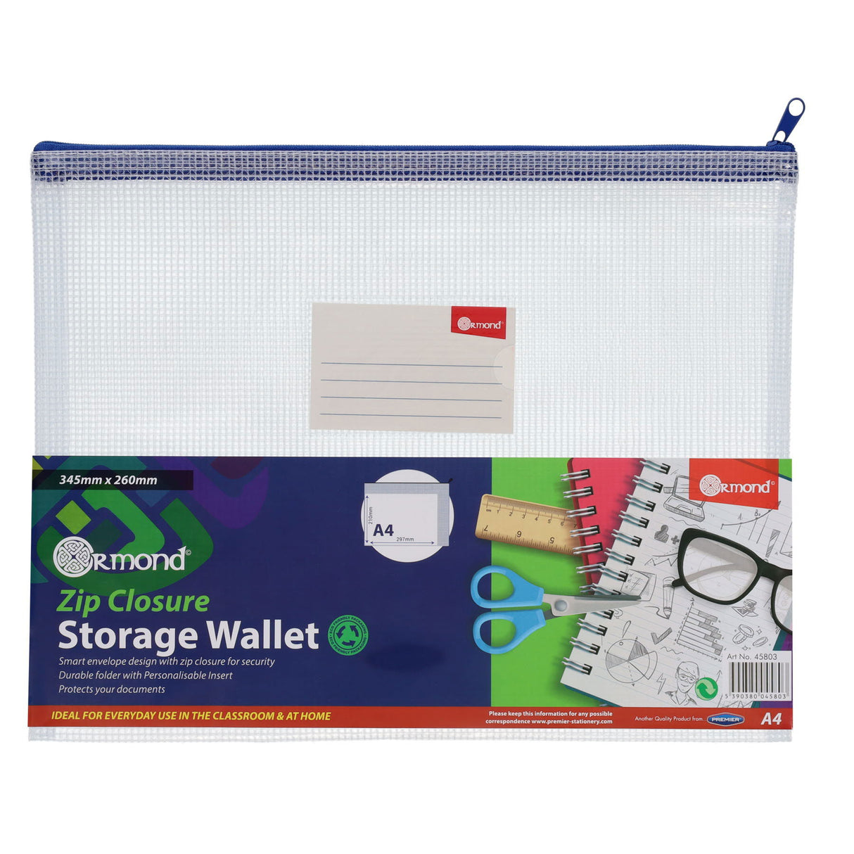 Ormond - A4+ Mesh Storage Wallet by Ormond on Schoolbooks.ie