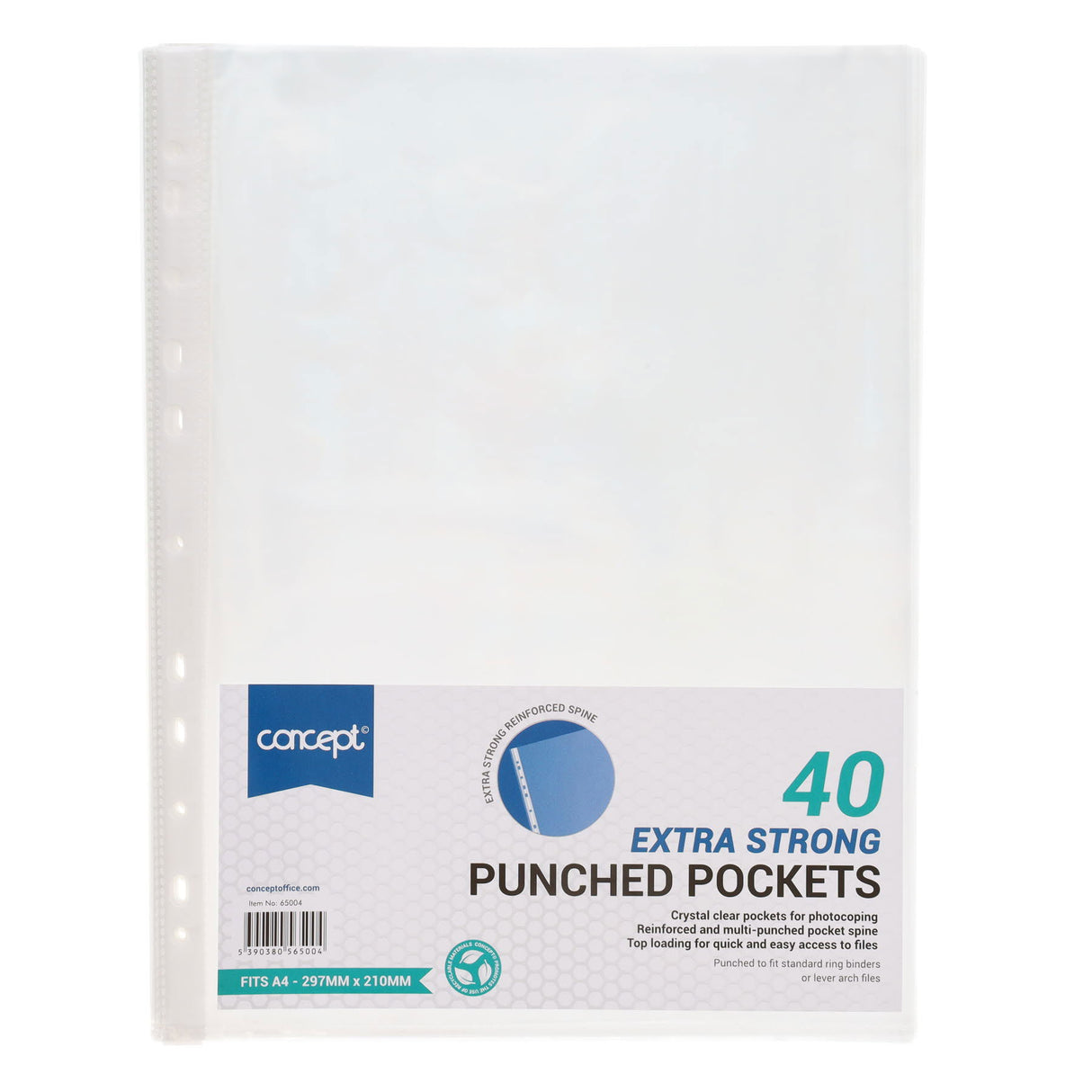 Concept - Extra Strong Punched Pockets - A4 - Pack of 40 by Concept on Schoolbooks.ie