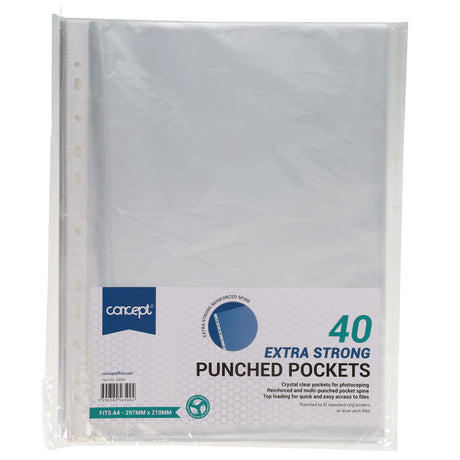 Concept - Extra Strong Punched Pockets - A4 - Pack of 40 by Concept on Schoolbooks.ie