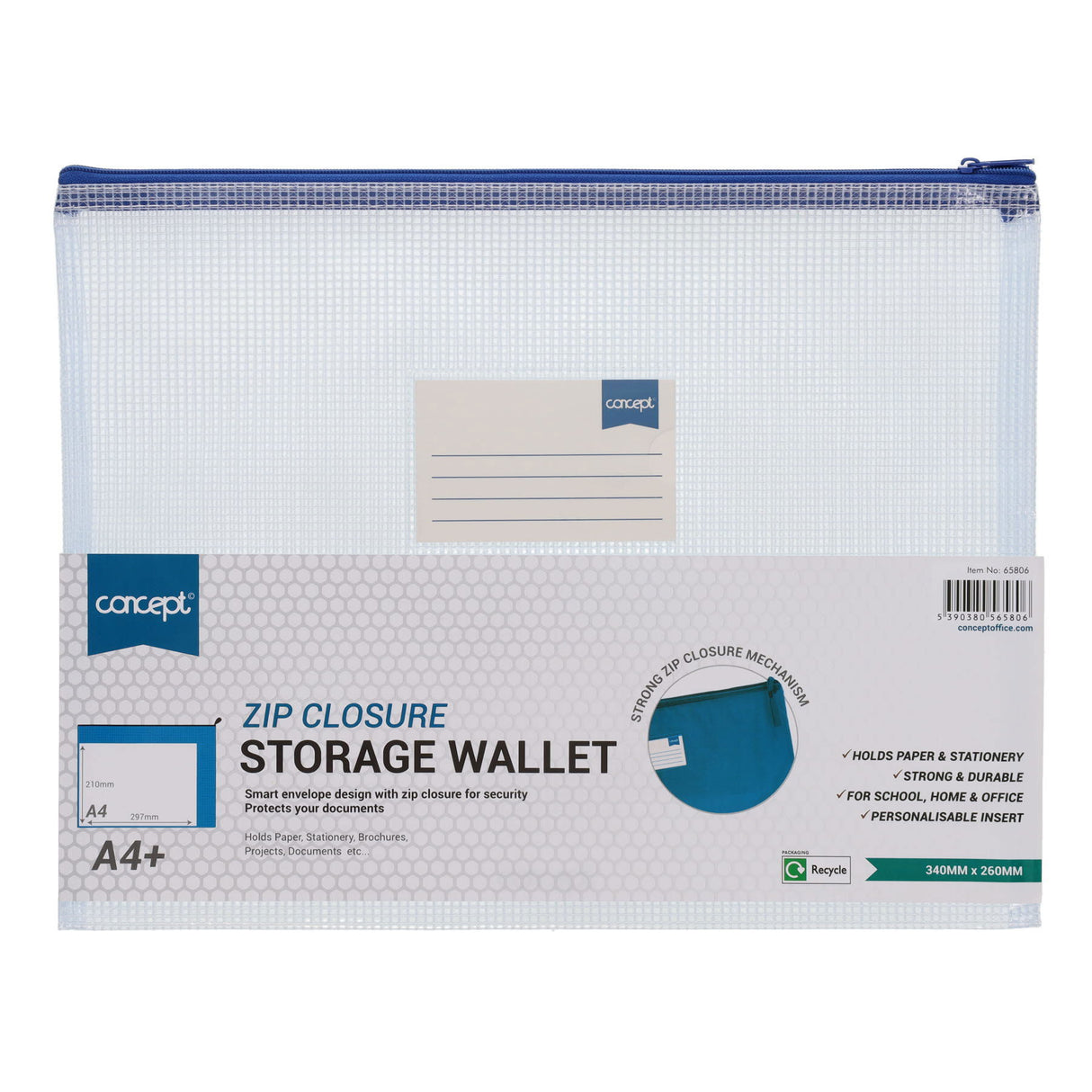 ■ Concept - Mesh Wallet - A4+ - Clear by Concept on Schoolbooks.ie