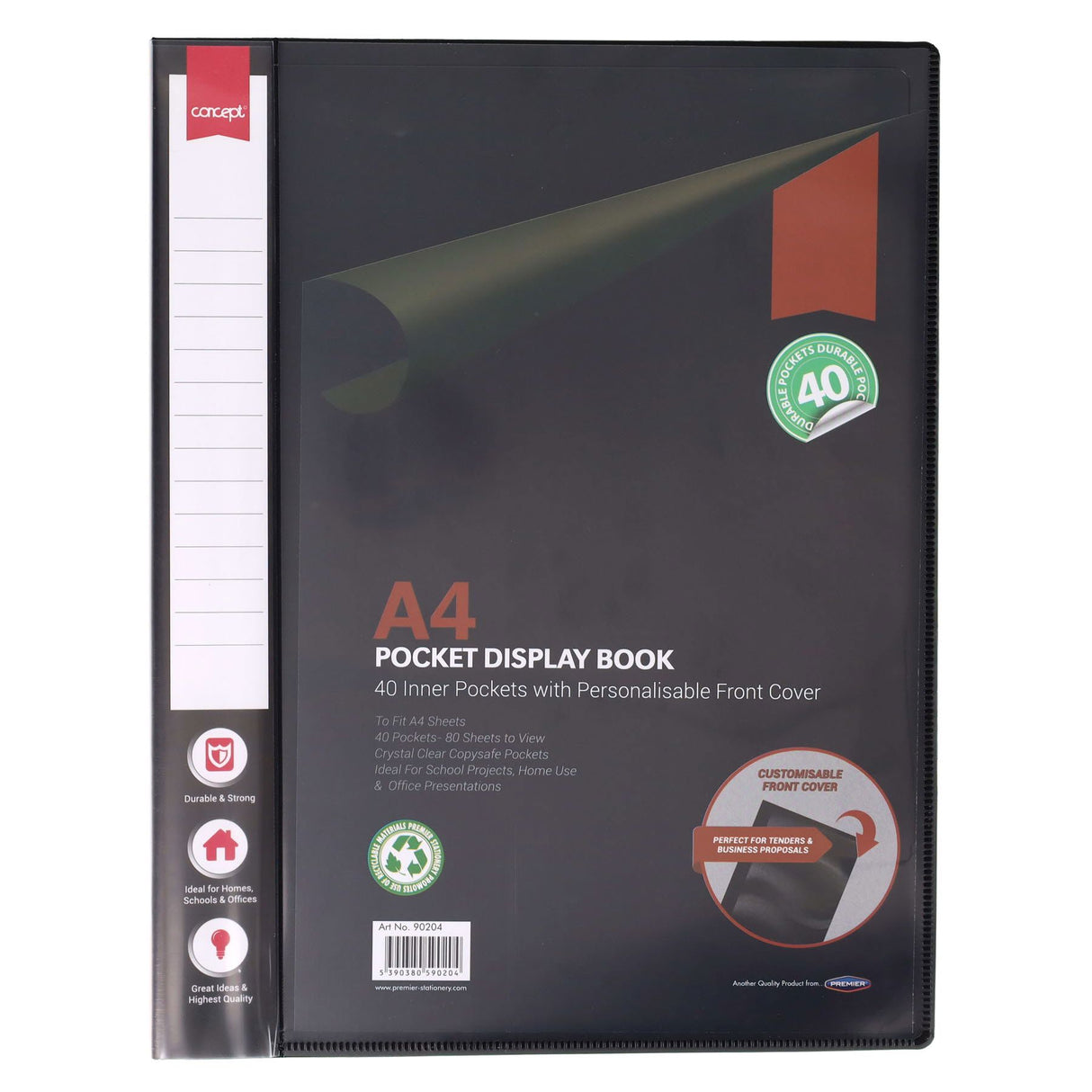 ■ Concept - 40 Pocket Display Book - A4 - Black by Concept on Schoolbooks.ie