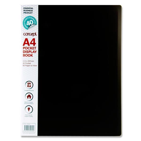40 Pocket Display Book - A4 - Black by Concept on Schoolbooks.ie