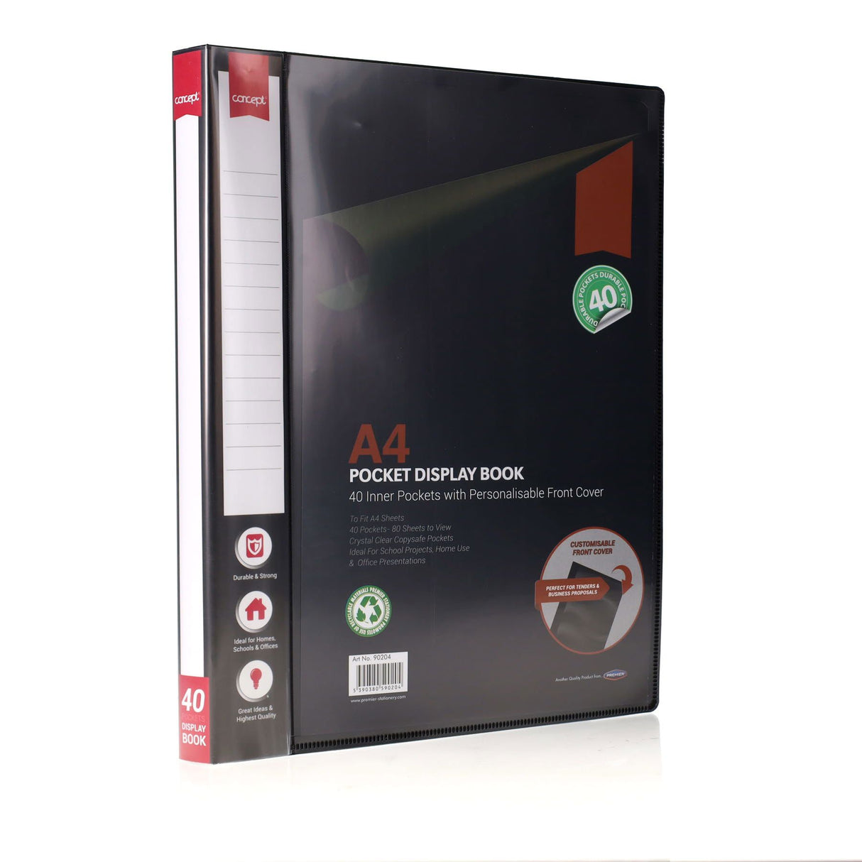 ■ Concept - 40 Pocket Display Book - A4 - Black by Concept on Schoolbooks.ie