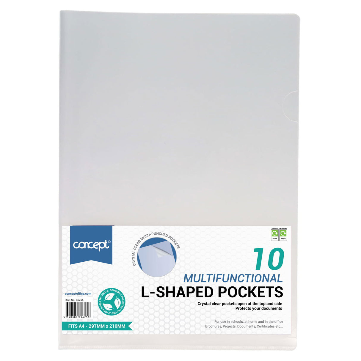 Concept - L-Shaped Folder - A4 - Pack of 10 by Concept on Schoolbooks.ie
