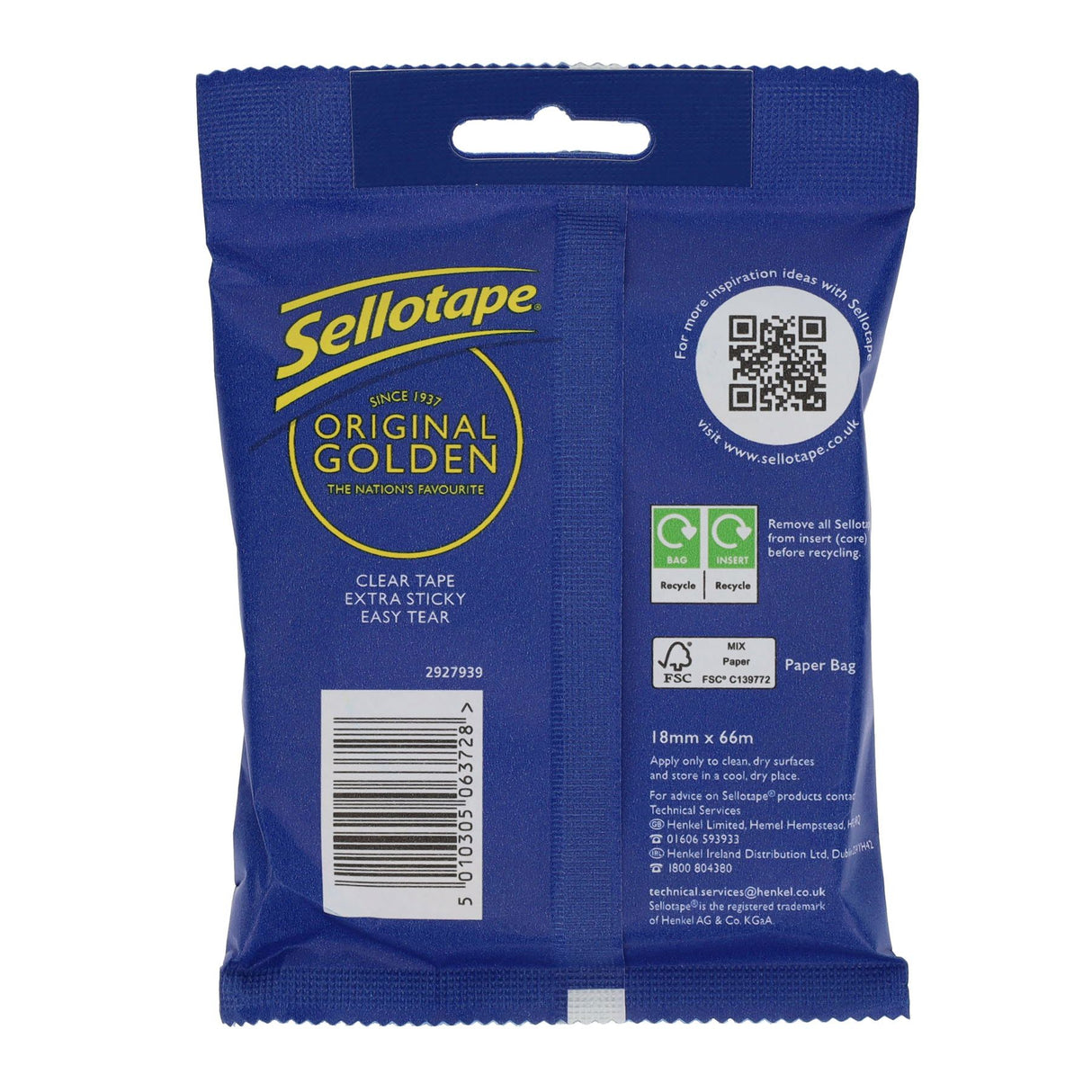 Sellotape - 18mm x 66m - Original Golden Tape by Sellotape on Schoolbooks.ie