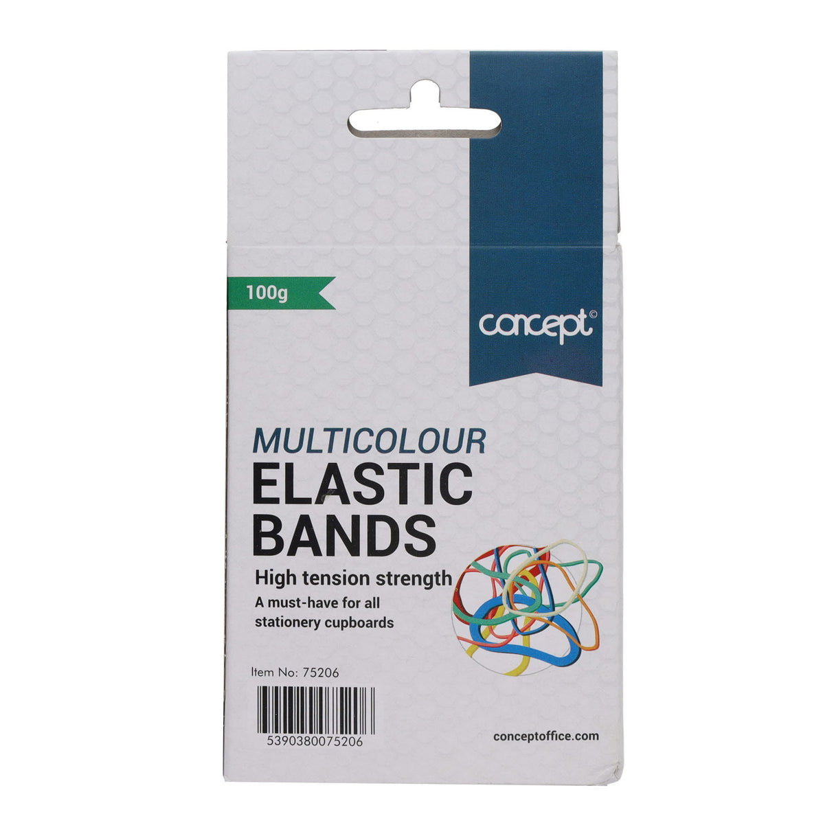 Concept - Rubber Bands - Assorted Sizes - Multicolour - 100g Box by Concept on Schoolbooks.ie