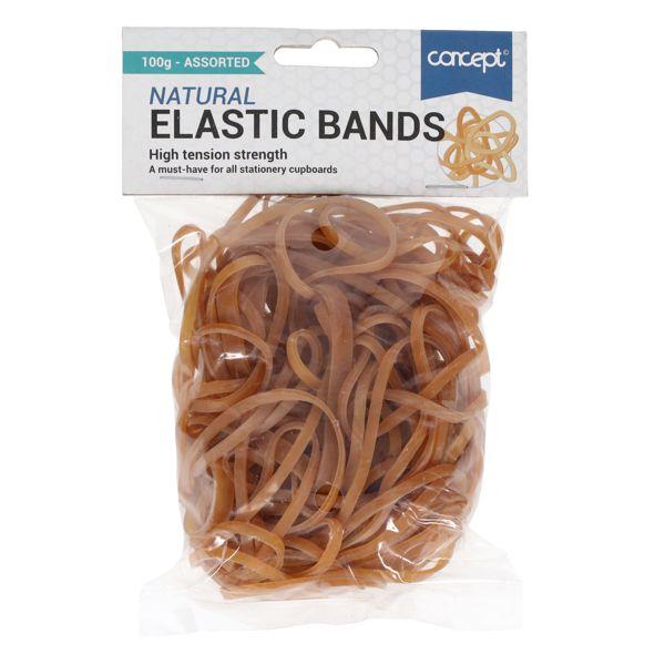 Concept - 100g Bag Rubber Bands Assorted Sizes by Concept on Schoolbooks.ie
