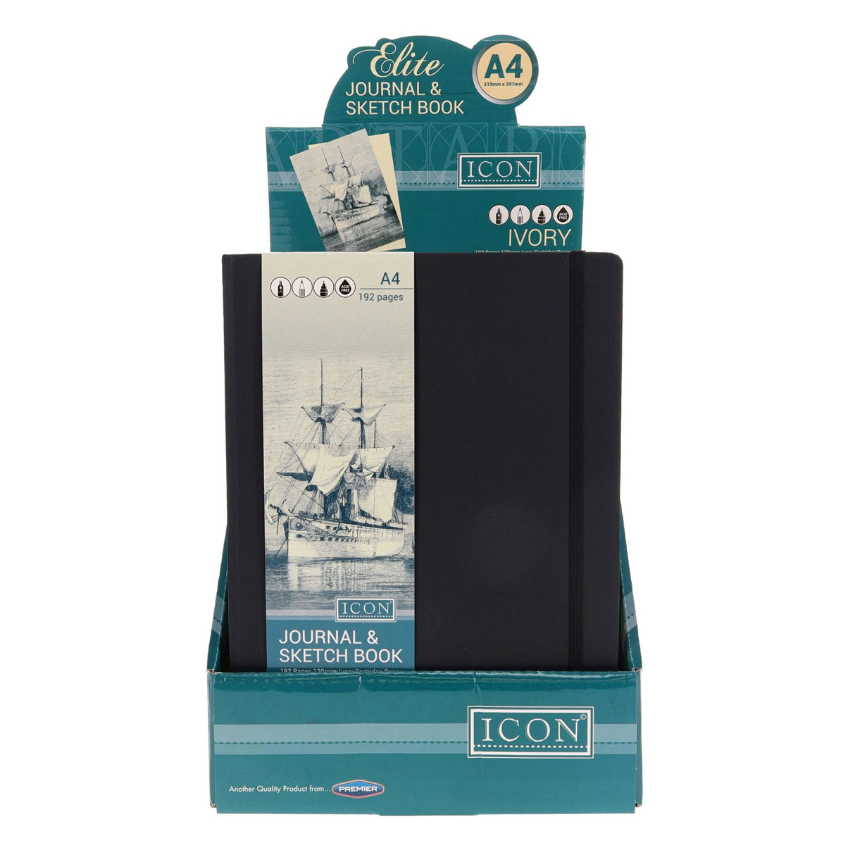 Icon - Journal & Sketch Book - A4 - 192 Page - Black by Icon on Schoolbooks.ie