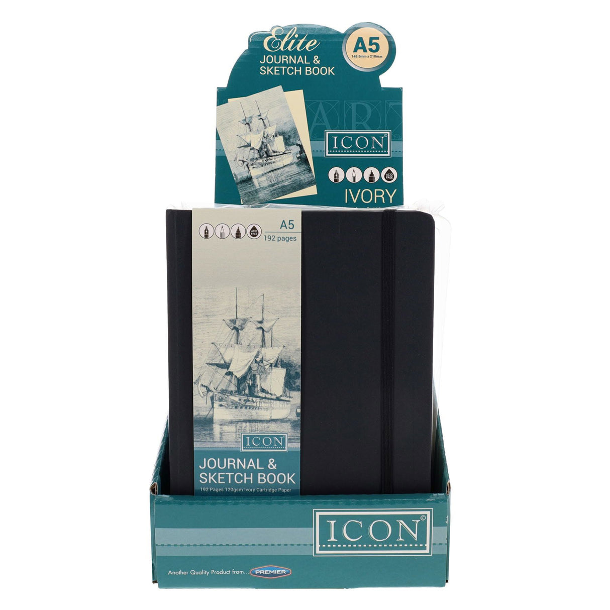 Icon - Journal & Sketch Book - A5 - 192 Page - Black by Icon on Schoolbooks.ie