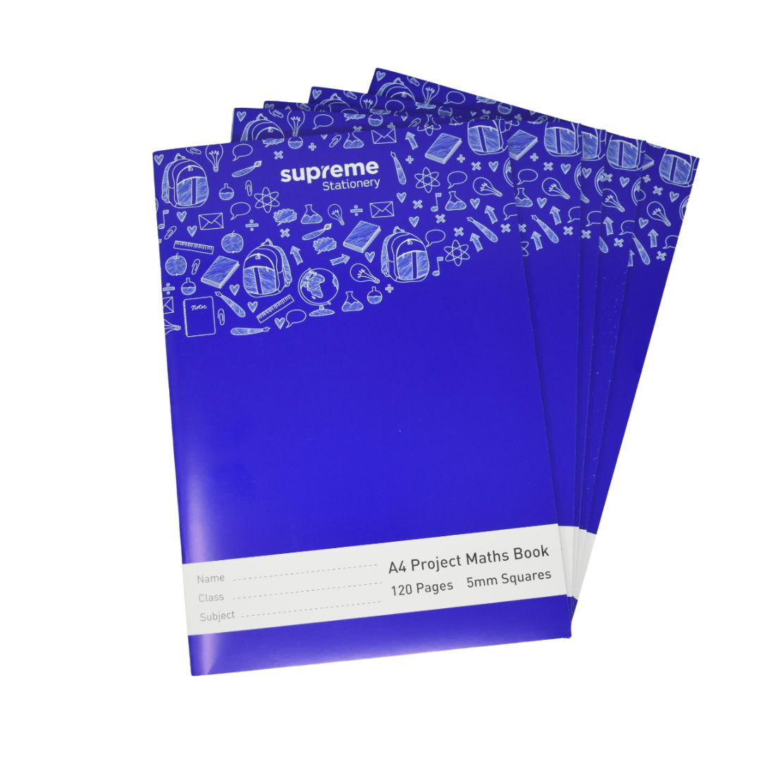 Project Maths Book A4 - 5mm Square - 120 Page by Supreme Stationery on Schoolbooks.ie