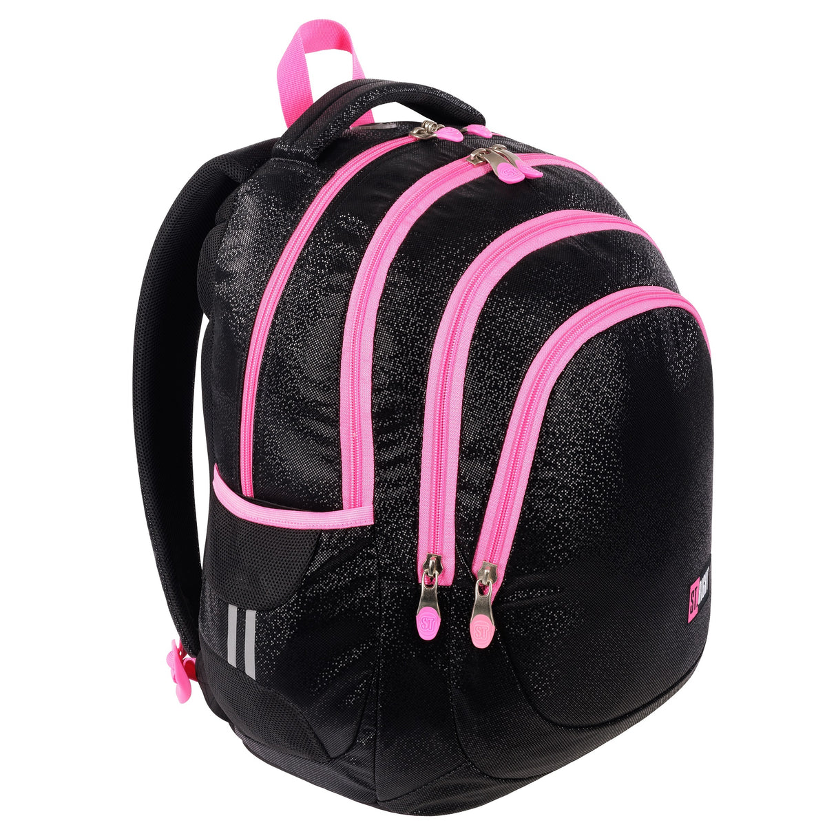 St.Right - Black Glitter - 4 Compartment Backpack - BP6 by St.Right on Schoolbooks.ie