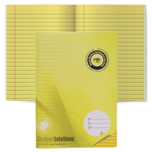 Student Solutions - Visual Aid Manuscript Book - Durable Cover - A4 - 120 Page - Yellow by Student Solutions on Schoolbooks.ie