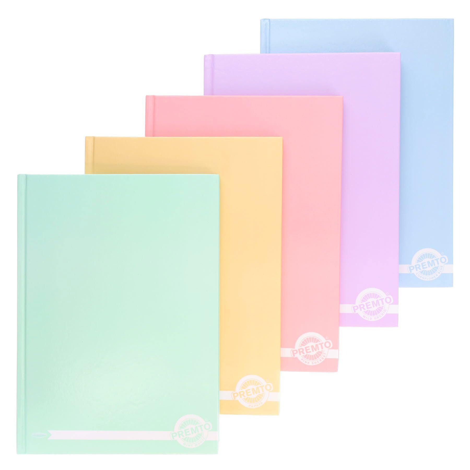 Premto Pastel - A4 160 Page Hardcover Notebooks - Pack Of 5