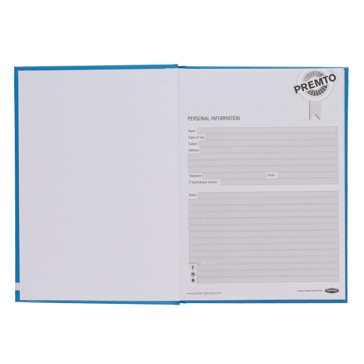 Premto - A5 160 Page Hardcover Notebook - Printer Blue by Premto on Schoolbooks.ie