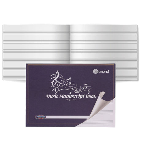 Ormond - Music Manuscript Book - 6 Stave - 24 page by Ormond on Schoolbooks.ie