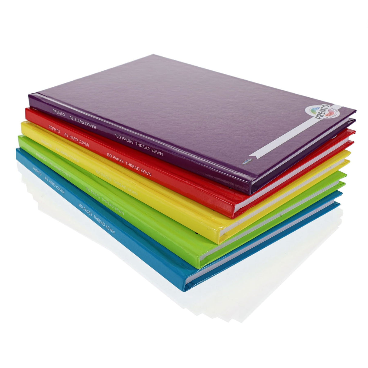 Premto - A5 160 Page Assorted Hardcover Notebooks - Pack of 5 by Premto on Schoolbooks.ie